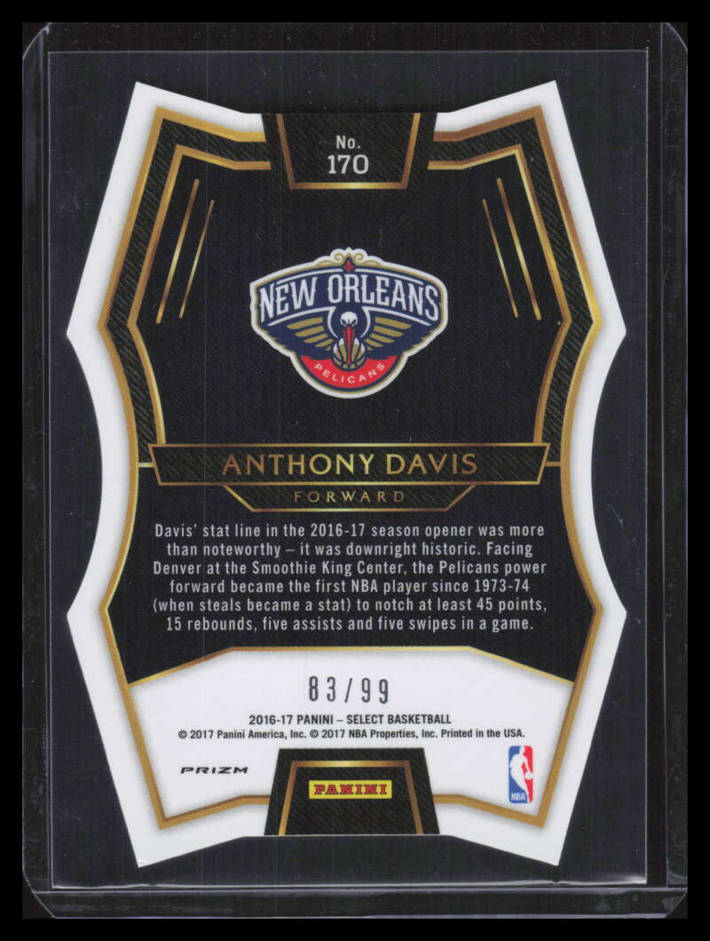2016-17 Select Prizms Purple Die-Cut Refractor 170 Anthony Davis 83/99