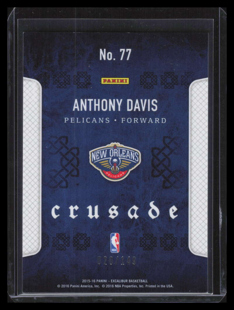 2015-16 Panini Excalibur Crusade Red 77 Anthony Davis 20/149