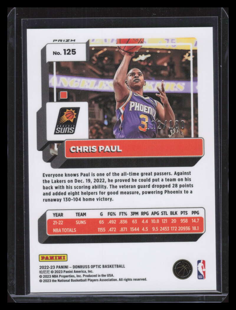 2022-23 Donruss Optic Blue Sparkle Refractor 125 Chris Paul 112/180