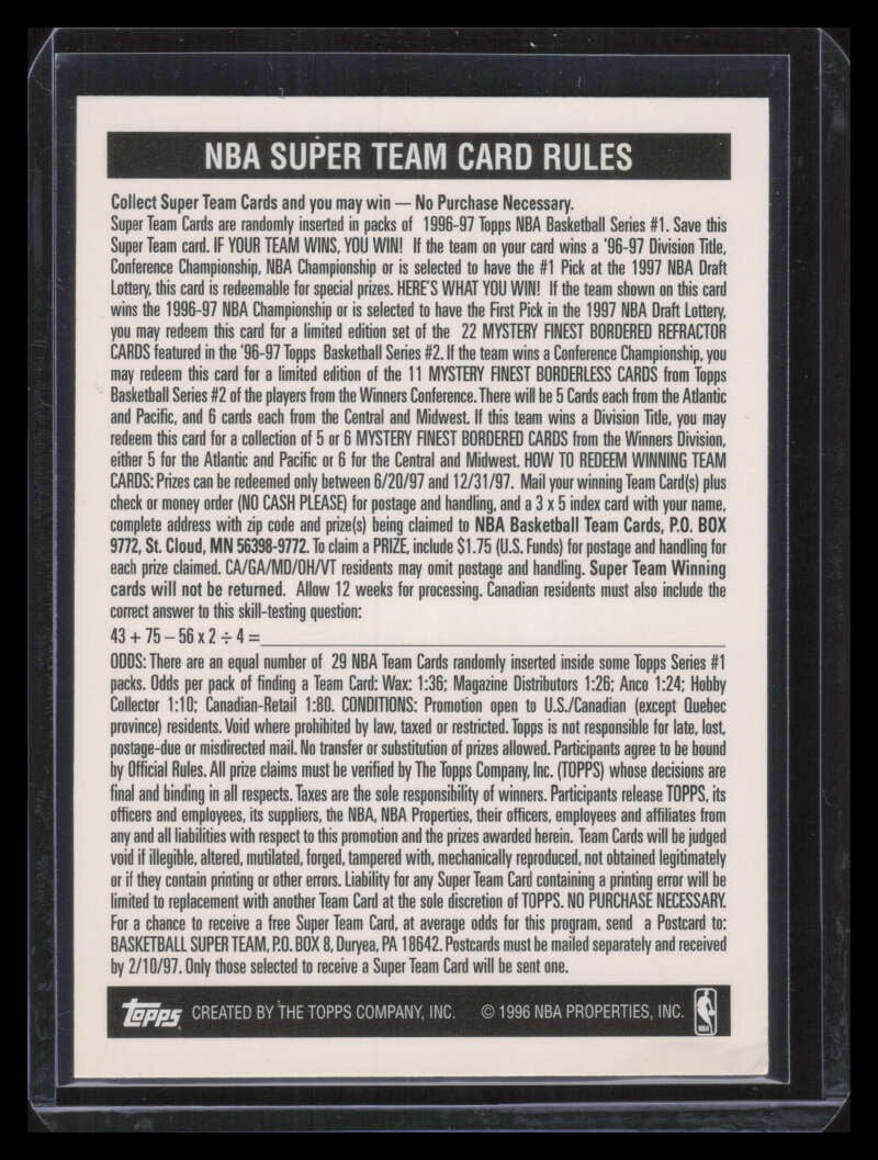 SOLD 142572 1996-97 Topps Super Teams st19 Orlando Magic Scott Hardaway O'Neal Unused