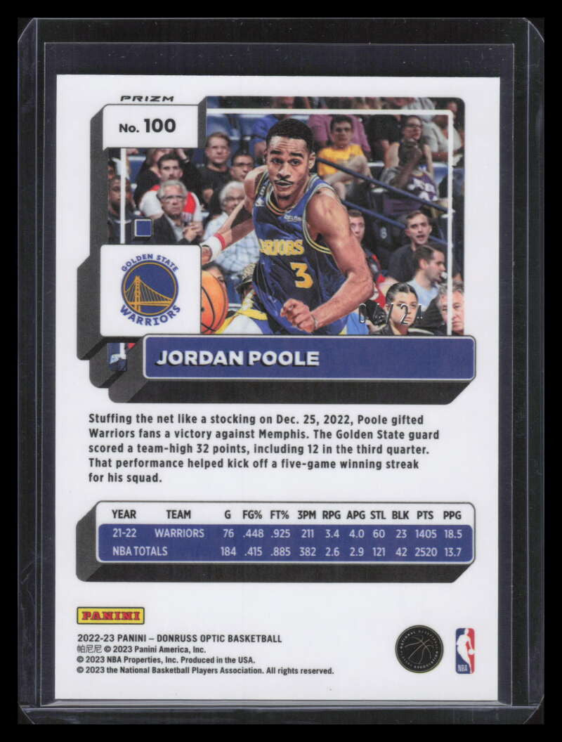 2022-23 Donruss Optic Gold Sparkle 100 Jordan Poole 4/24