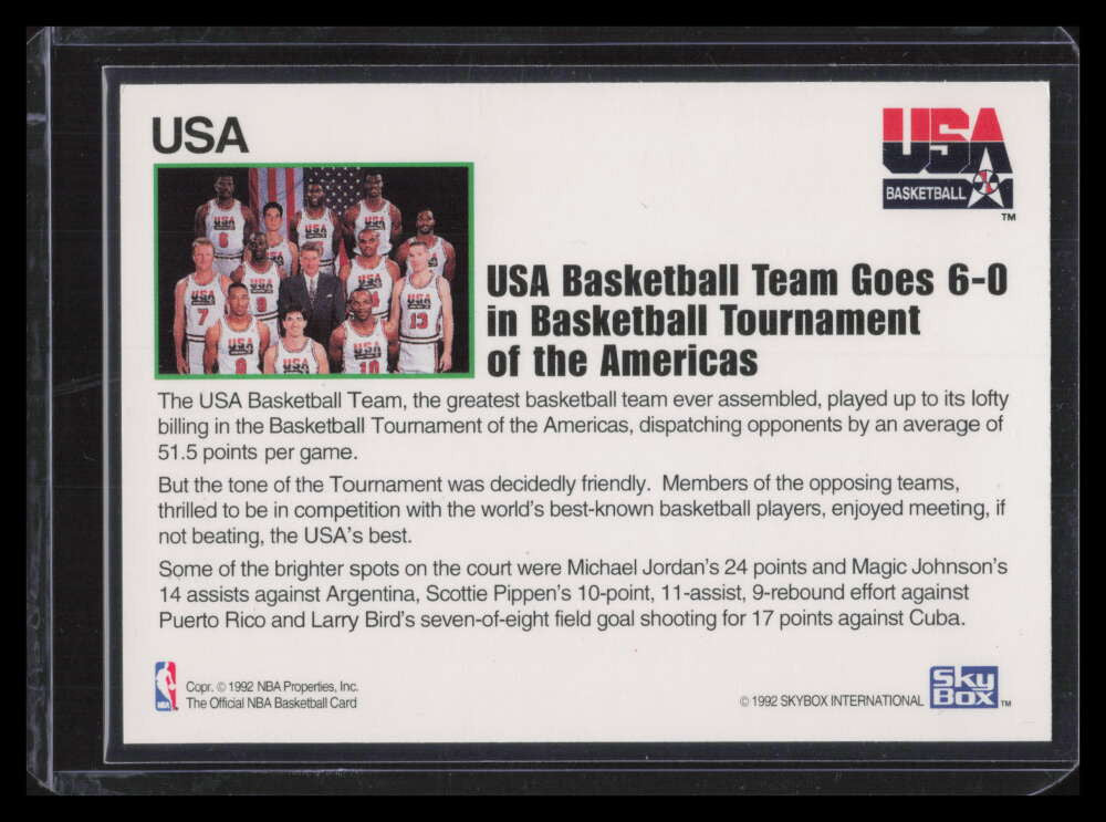DELETE 142588 1992-93 Hoops NNO Team USA on Back Variation Ewing Bird Pippen Magic Jordan
