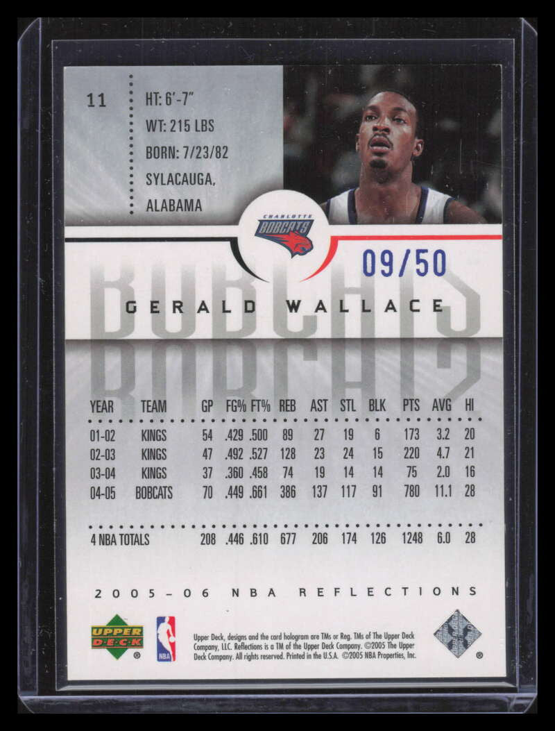 2005-06 Reflections Blue 11 Gerald Wallace 9/50