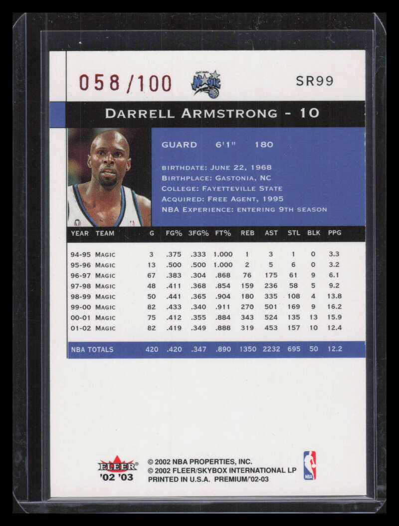2002-03 Fleer Premium Star Rubies 99 Darrell Armstrong 58/100