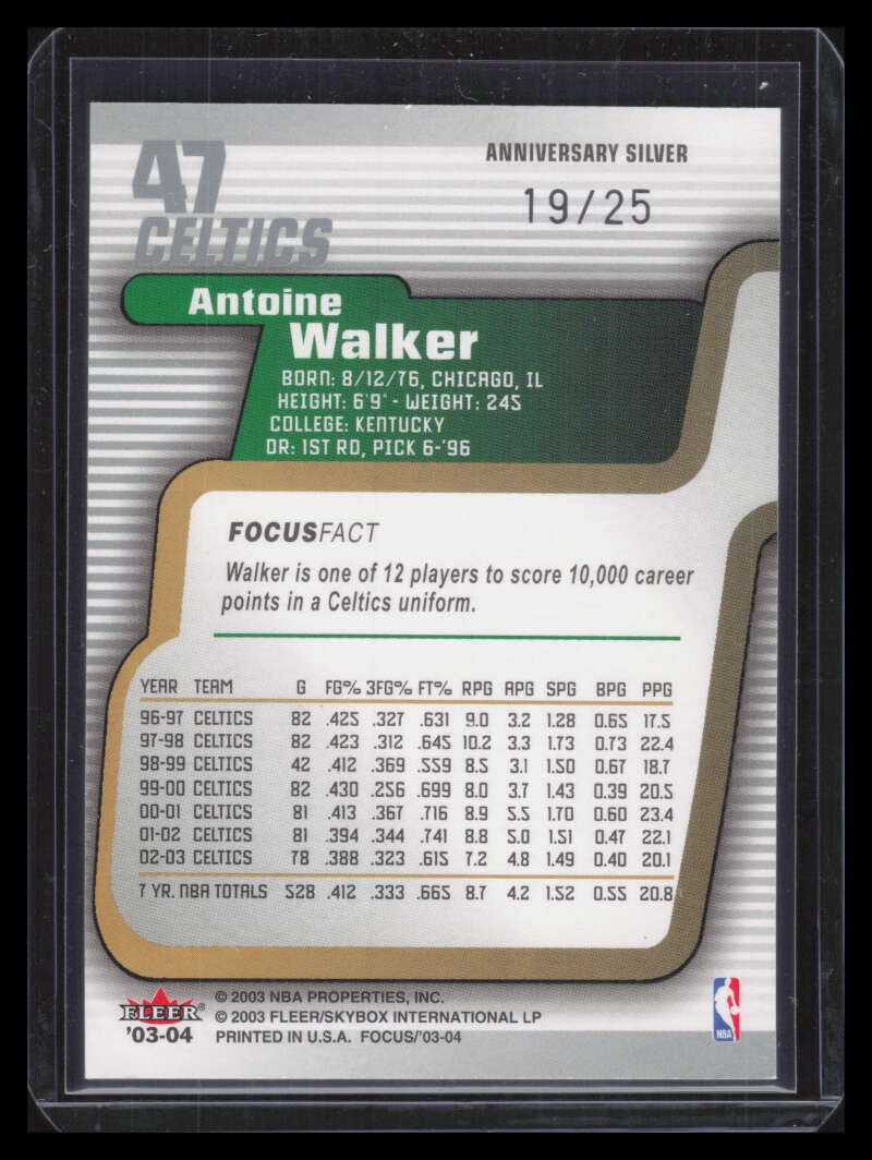 2003-04 Fleer Focus Silver 47 Antoine Walker 19/25