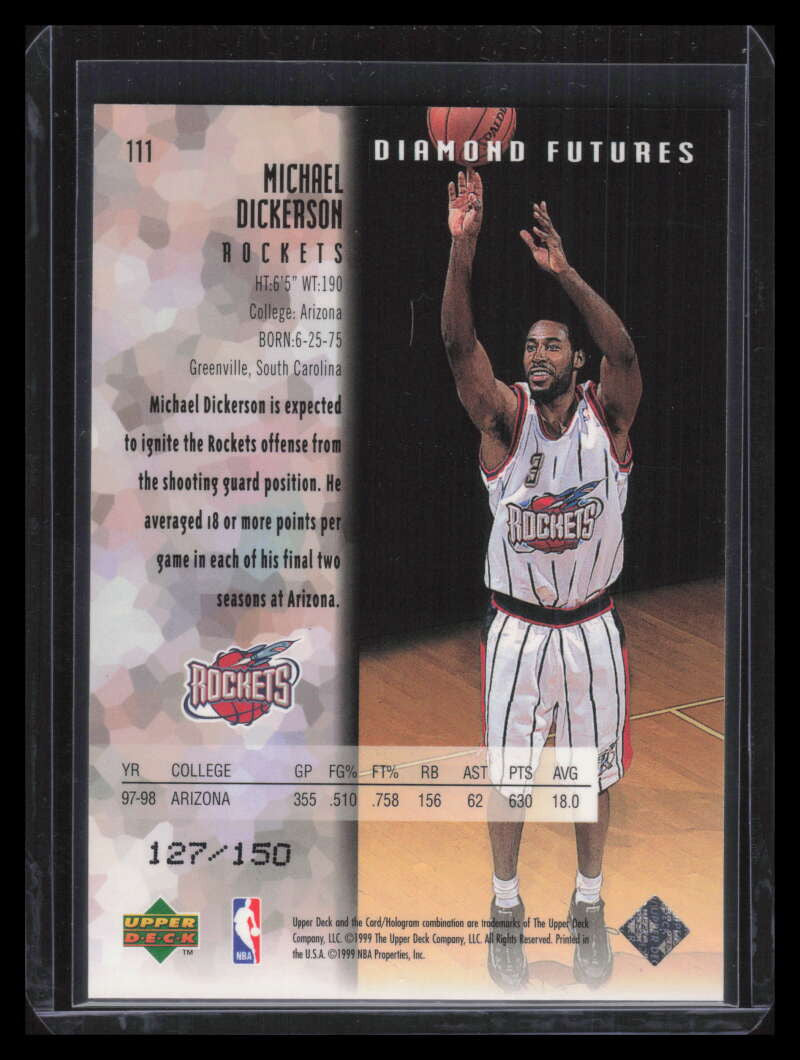 1998-99 Black Diamond Quadruple Diamond 111 Michael Dickerson Rookie 127/150