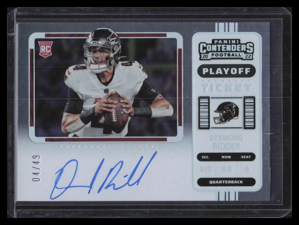 2022 Panini Contenders Playoff Ticket 114b Desmond Ridder Rookie Auto 4/49
