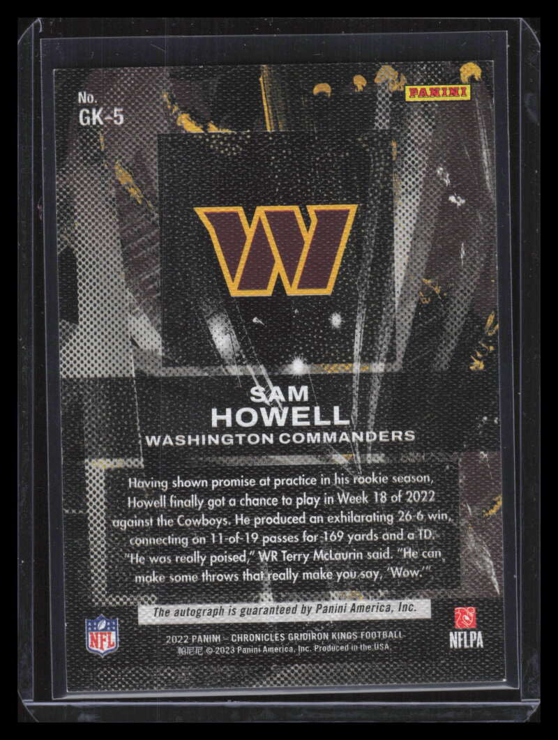 DELETE 142734 2022 Panini Chronicles Gridiron Kings Signatures 5 Sam Howell Rookie Auto 86/99