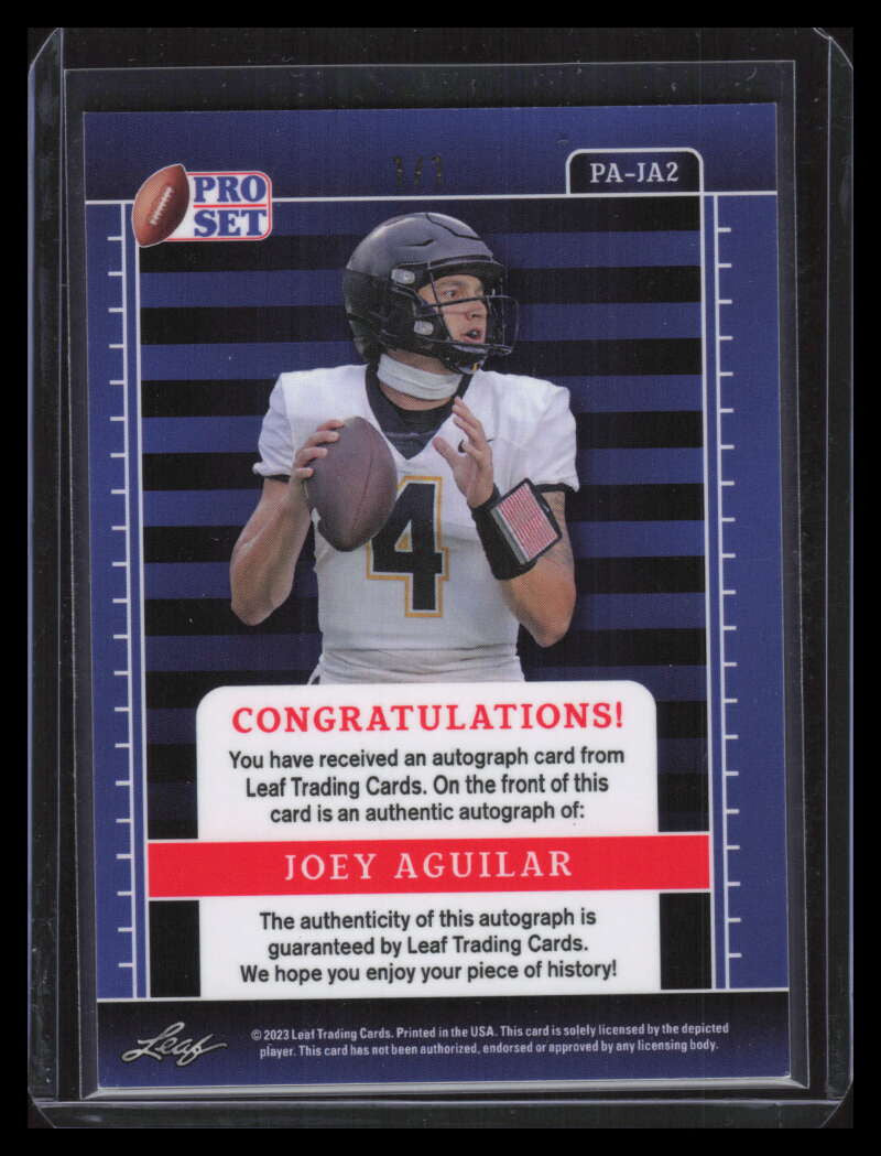 2023 Leaf Pro Set Metal Autographs Prismatic Land Joey Aguilar Rookie Auto 1/1