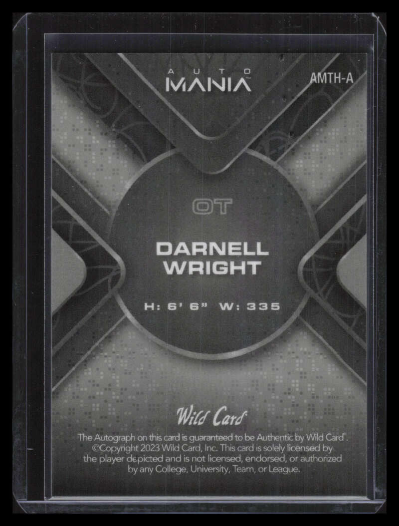 DELETE 142765 2023 Wild Card Auto Mania Triangle Scribbles Yellow Darnell Wright Rookie 2/4