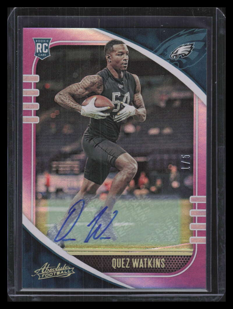 DELETE 142766 2020 Absolute Signature Rookies Spectrum Purple 186 Quez Watkins Rookie Auto 1/5