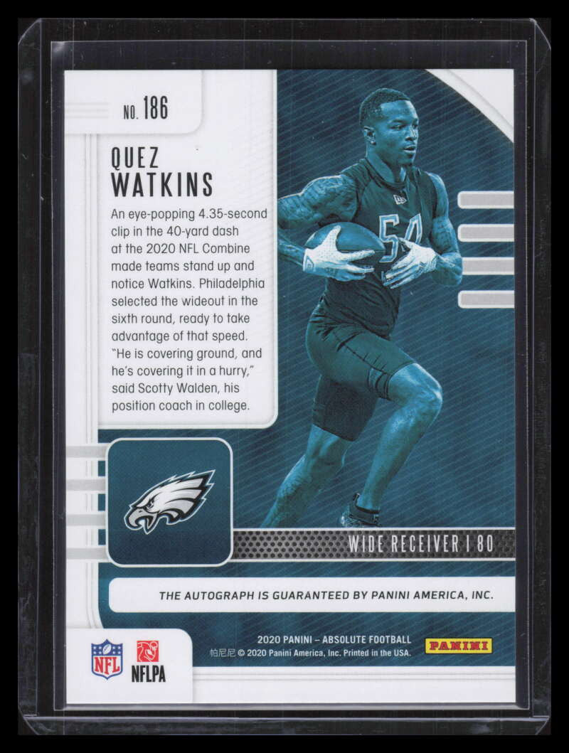 DELETE 142766 2020 Absolute Signature Rookies Spectrum Purple 186 Quez Watkins Rookie Auto 1/5