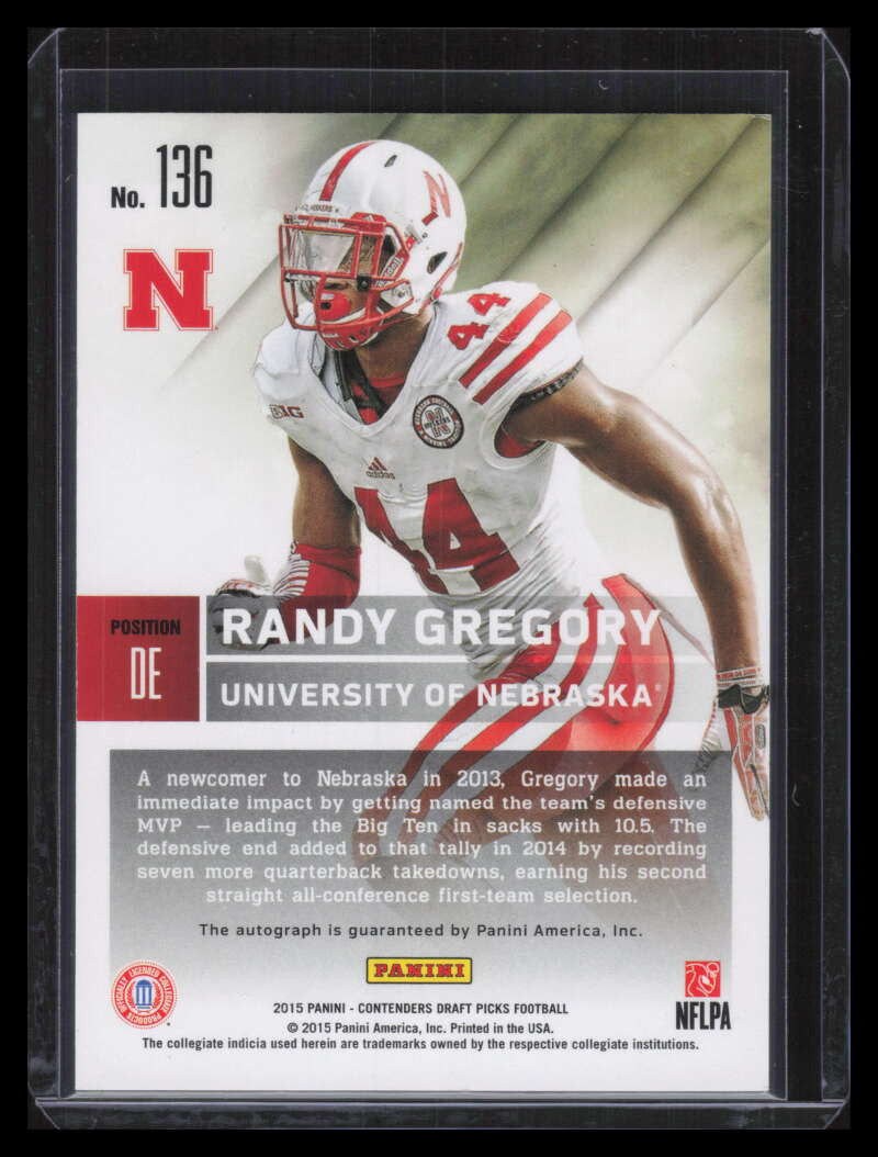 DELETE 142767 2015 Panini Contenders Draft Bowl Ticket 136b Randy Gregory Rookie Auto 95/99