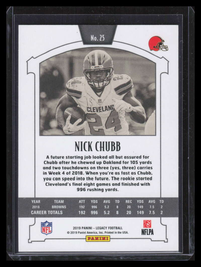 2019 Panini Legacy Violet 25 Nick Chubb 6/10