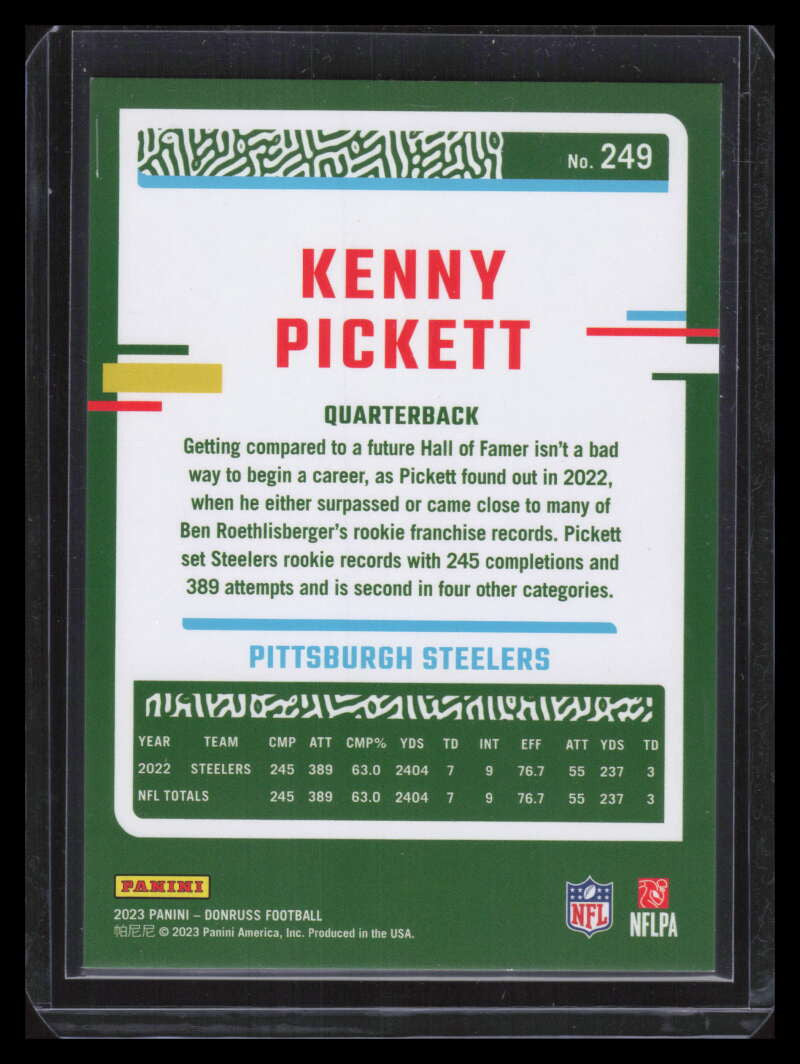2023 Donruss Press Proof Black 249 Kenny Pickett 2/10