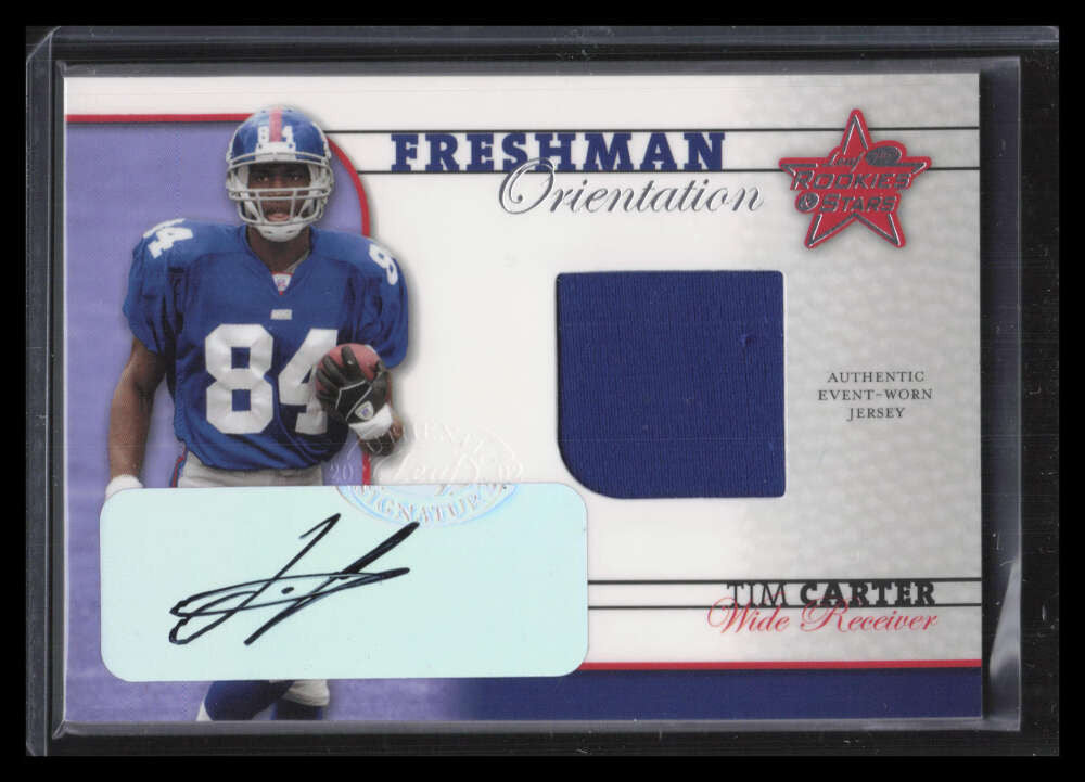 2002 Rookies Stars Freshman Orientation Autographs Tim Carter Jersey Auto 25/25