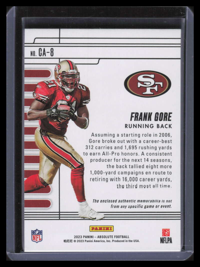 2023 Absolute Canton Absolutes Jerseys Holo Silver 8 Frank Gore Patch 16/49