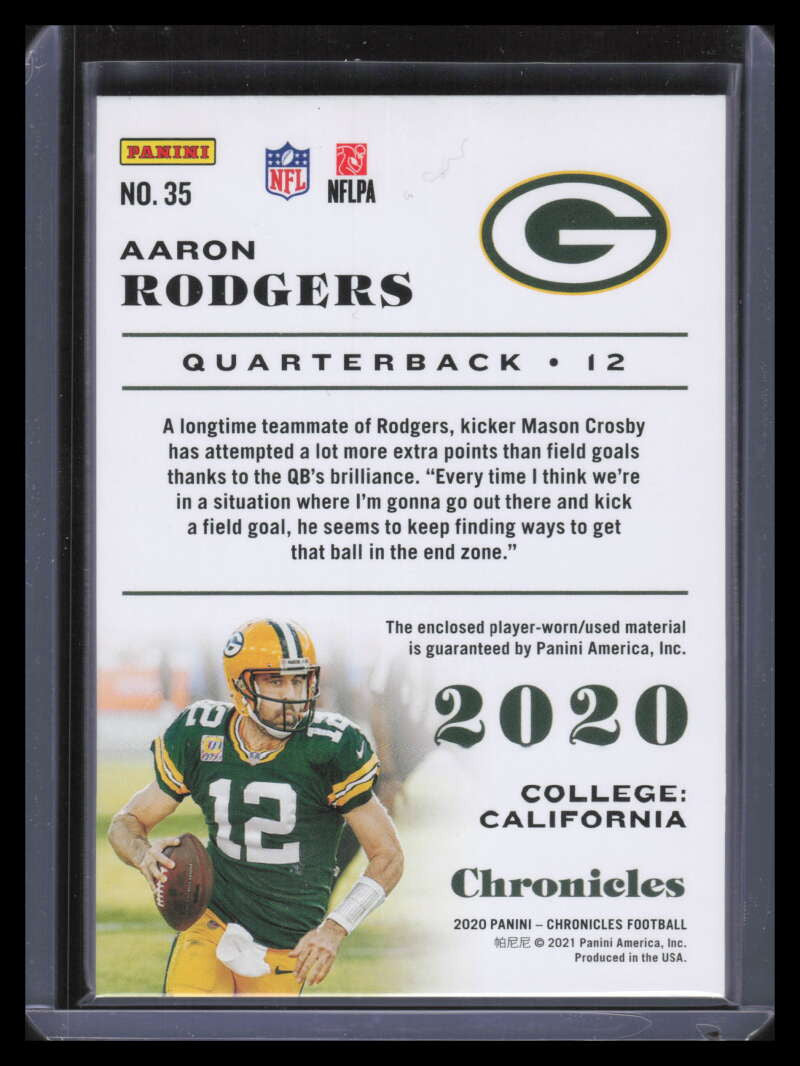 2020 Panini Chronicles Jerseys Prime 35 Aaron Rodgers Patch 6/25
