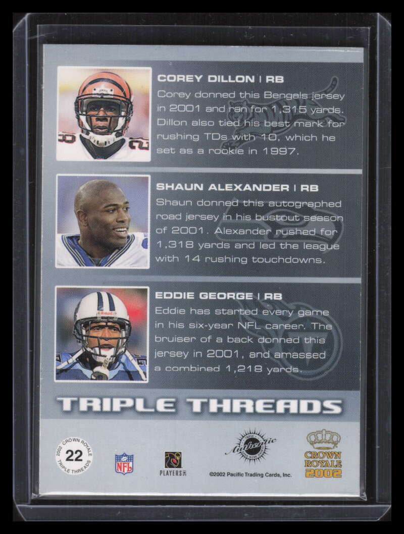 2002 Crown Royale Triple Threads Gold Dillon Alexander George Triple Jersey 3/25