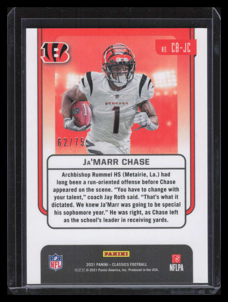 DELETE 142933 2021 Classics Classic Beginnings Gold 7 Ja'Marr Chase Rookie 62/75