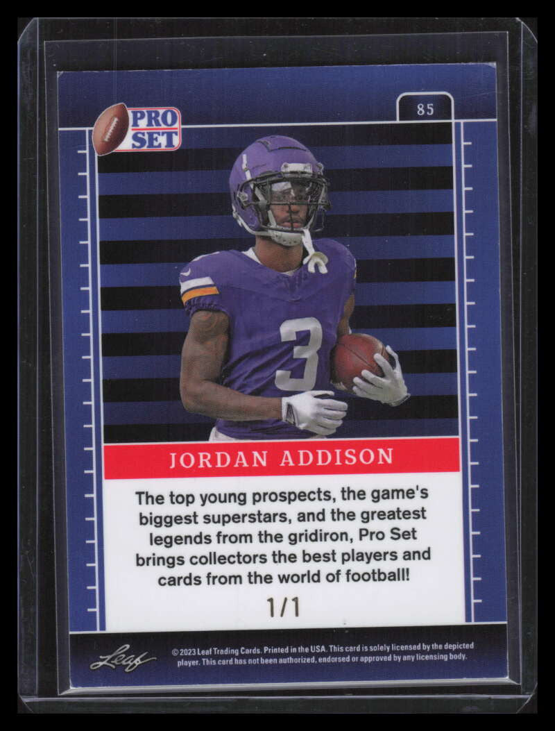2023 Leaf Pro Set Metal Pulsar Galaxy 85 Jordan Addison Rookie 1/1