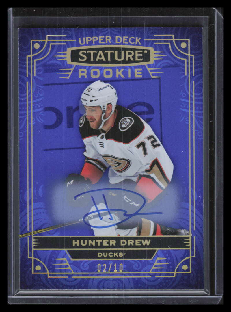 2022-23 Upper Deck Stature Autographs Blue 148 Hunter Drew Rookie Auto 2/10