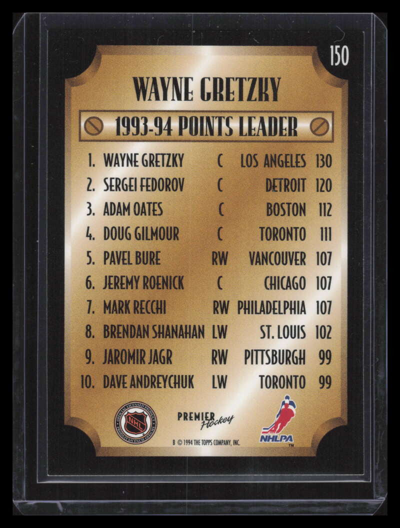 1994-95 Topps Premier Special Effects 150 Wayne Gretzky LL League Leader