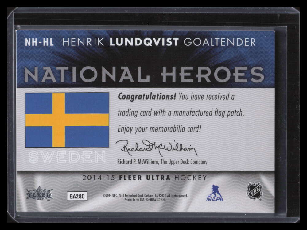 2014-15 Ultra National Heroes NHHL Henrik Lundqvist