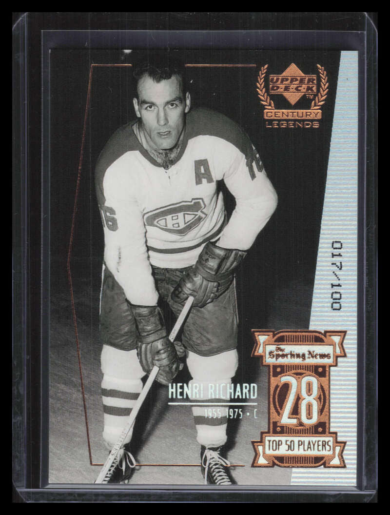 1999-00 Upper Deck Century Legends Century Collection 28 Henri Richard 17/100