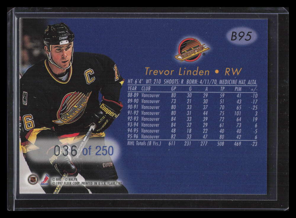 1996-97 Flair Blue Ice b95 Trevor Linden 36/250