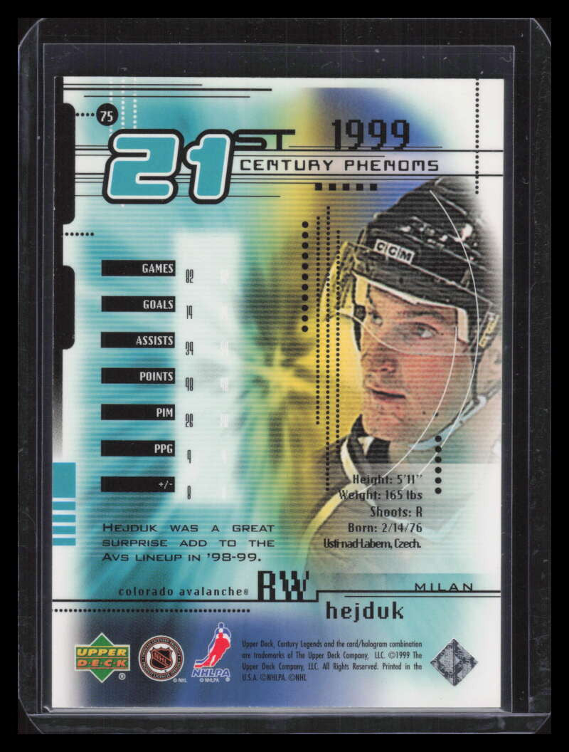 1999-00 Upper Deck Century Legends Century Collection 75 Milan Hejduk 21/100