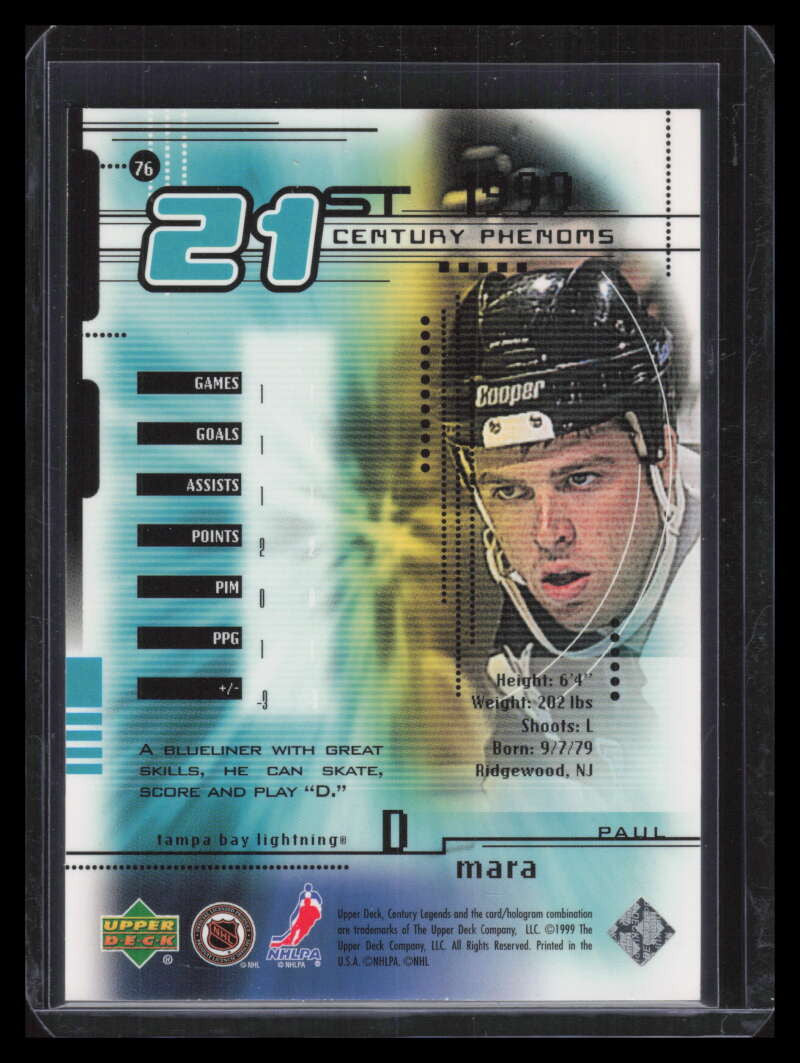 1999-00 Upper Deck Century Legends Century Collection 76 Paul Mara 72/100