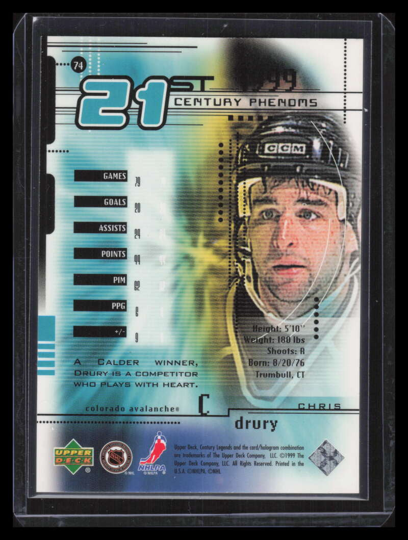 1999-00 Upper Deck Century Legends Century Collection 74 Chris Drury 38/100