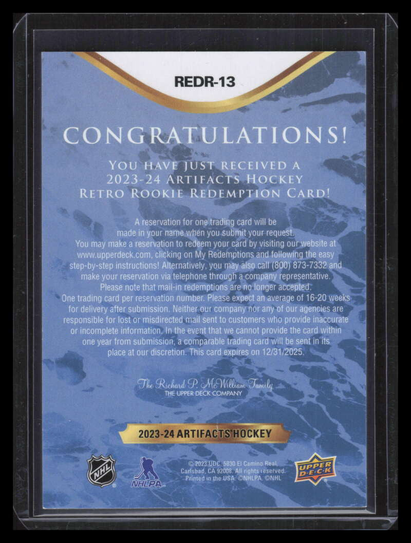 DELETE 143025 2023-24 Artifacts Retro Rookies Redemptions redr13 Rookie Redemption 13