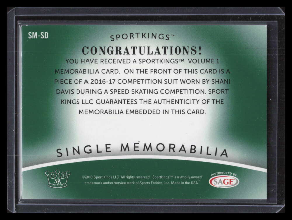 2018 Sportkings Single Memorabilia Emerald SMSD Shani Davis Competition Suit 5/5