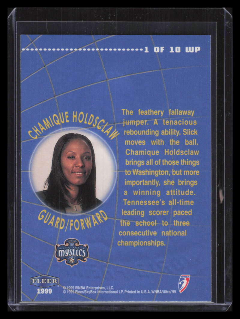 1999 Ultra WNBA World Premiere 1 Chamique Holdsclaw Rookie