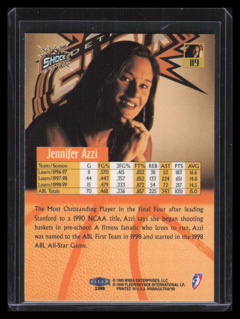 1999 Ultra WNBA 119 Jennifer Azzi Rookie F02562