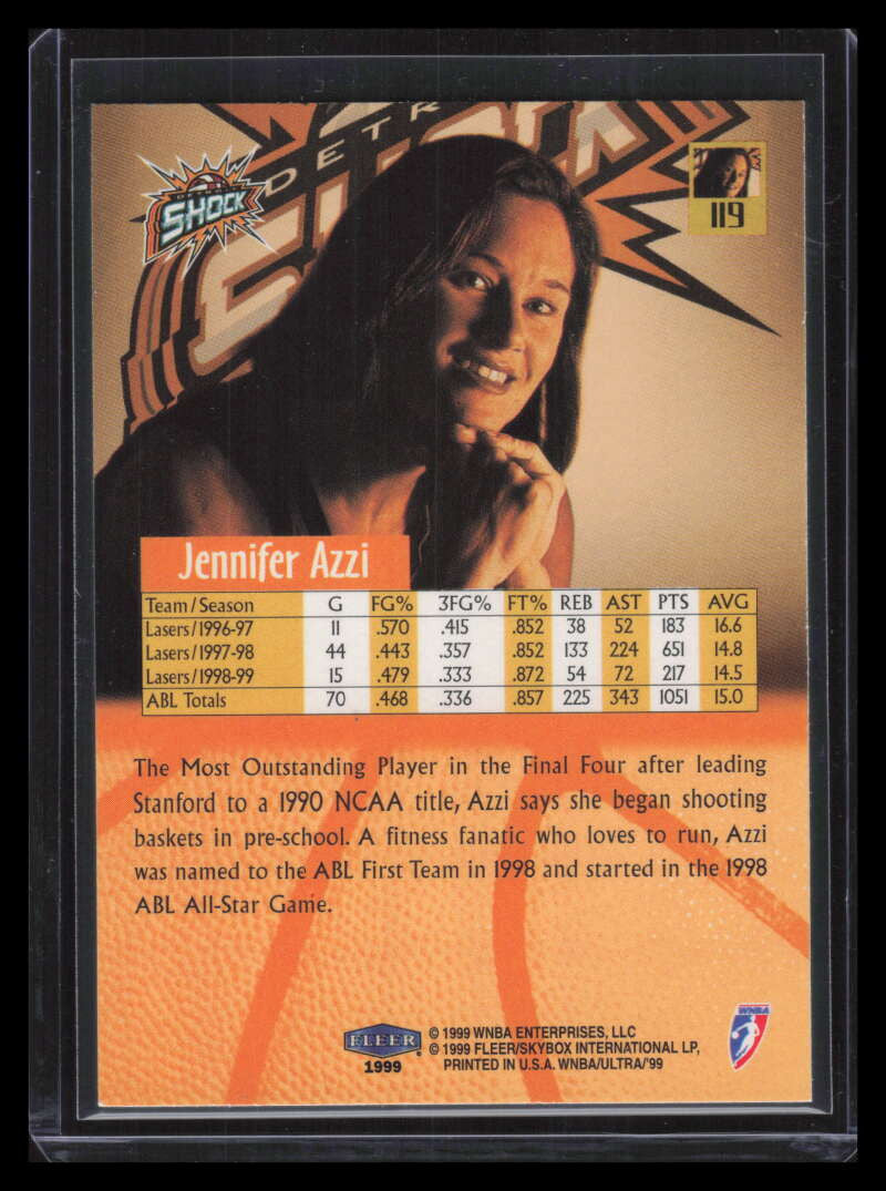 1999 Ultra WNBA 119 Jennifer Azzi Rookie F02565