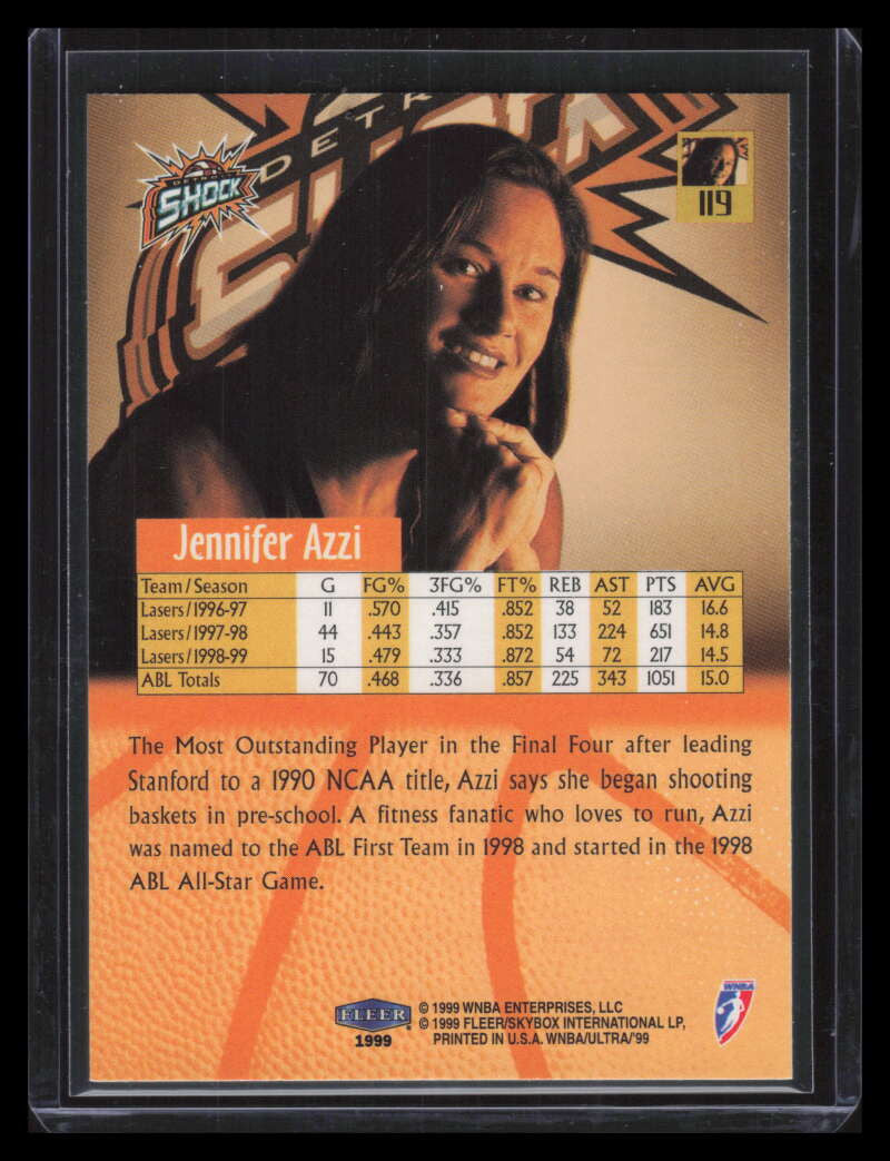 1999 Ultra WNBA 119 Jennifer Azzi Rookie F02567