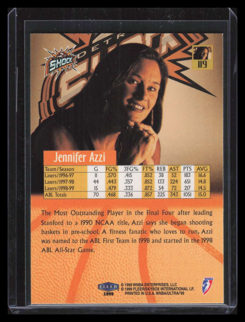 1999 Ultra WNBA 119 Jennifer Azzi Rookie F02570