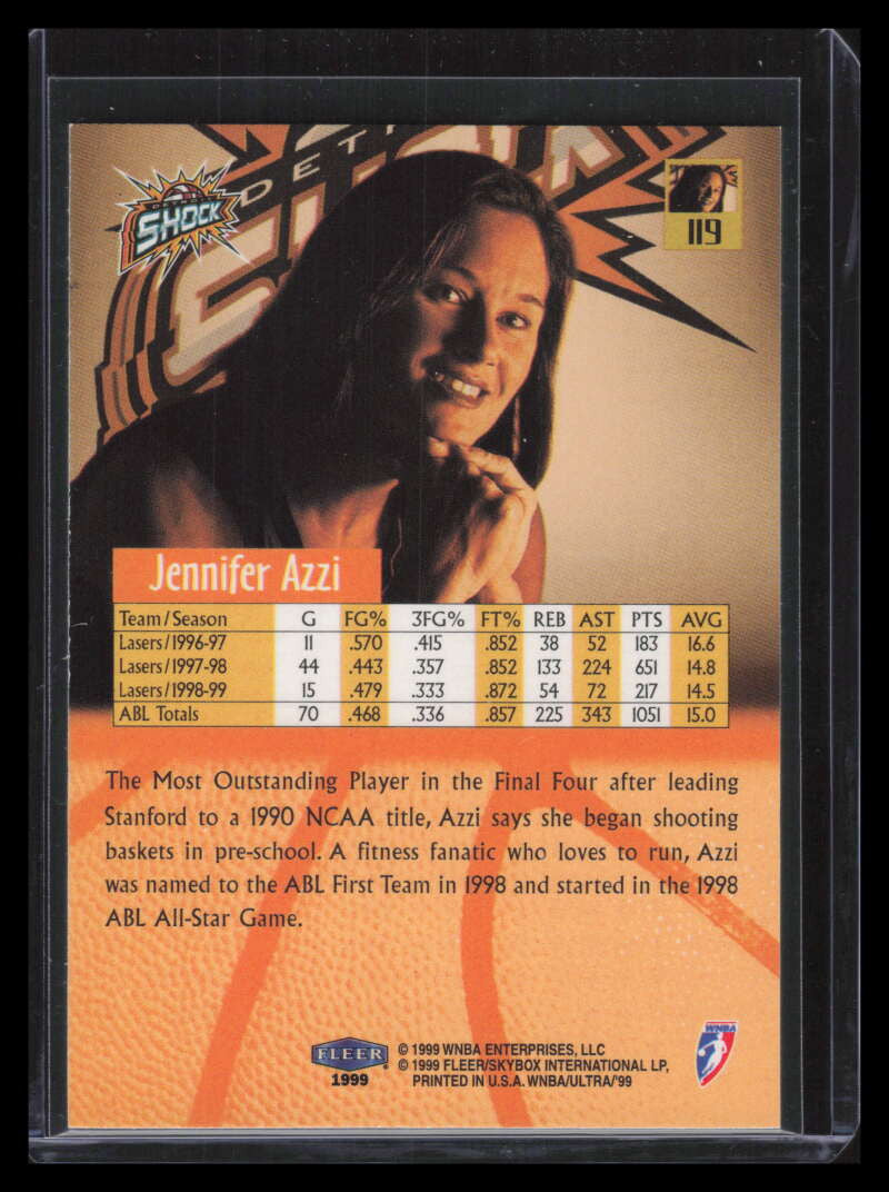 1999 Ultra WNBA 119 Jennifer Azzi Rookie F02571