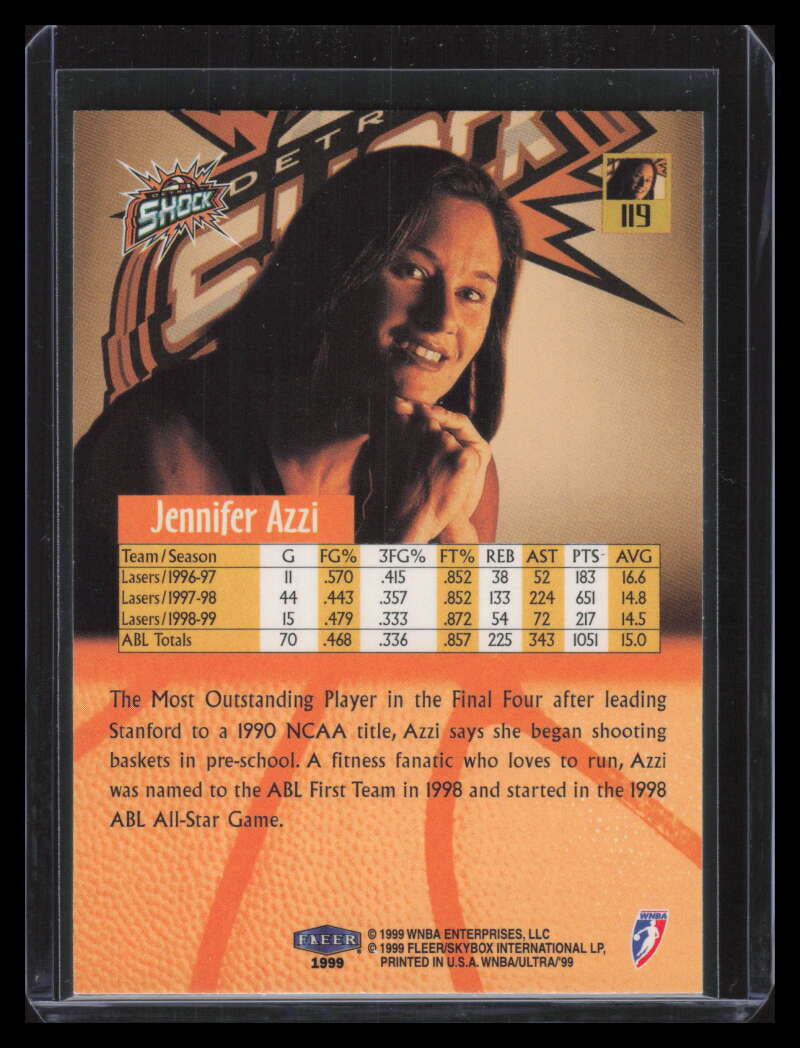 1999 Ultra WNBA 119 Jennifer Azzi Rookie F02572