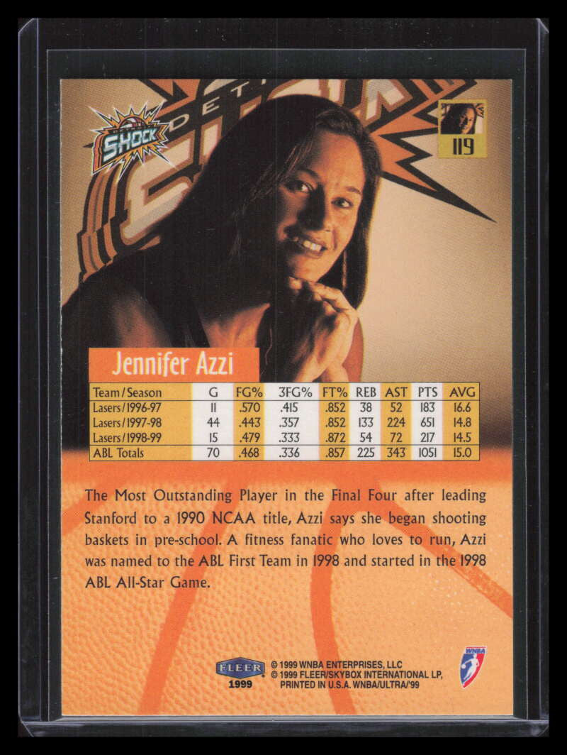1999 Ultra WNBA 119 Jennifer Azzi Rookie F02573