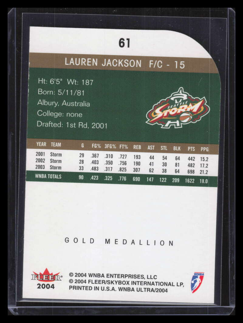2004 Ultra WNBA Gold Medallion 61 Lauren Jackson F02654
