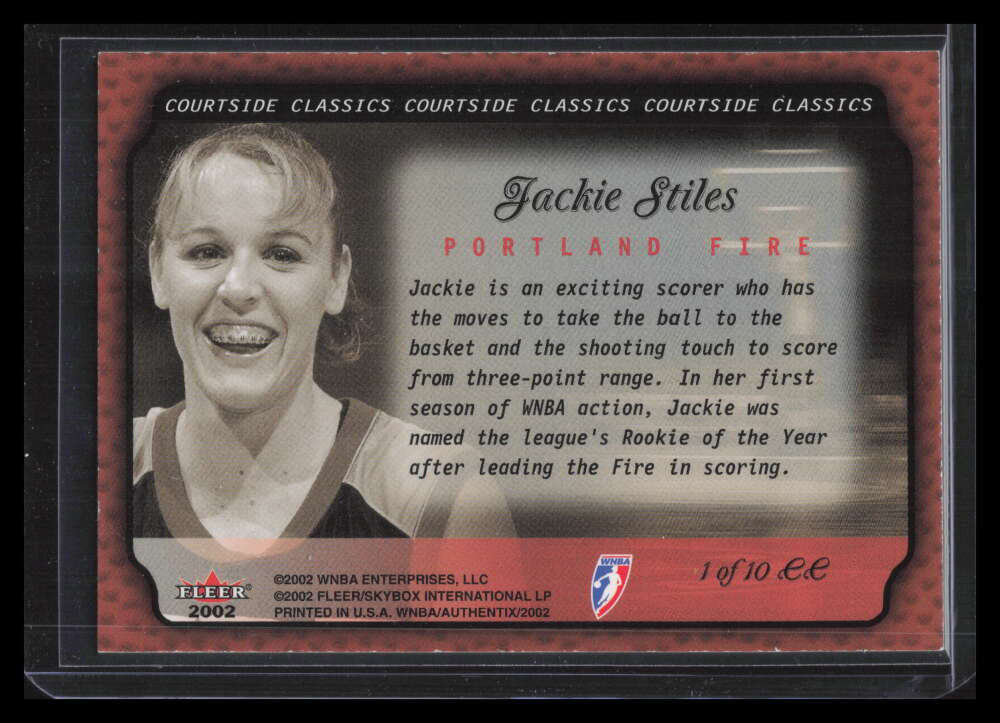 2002 Fleer Authentix WNBA Courtside Classics 1 Jackie Stiles F02713
