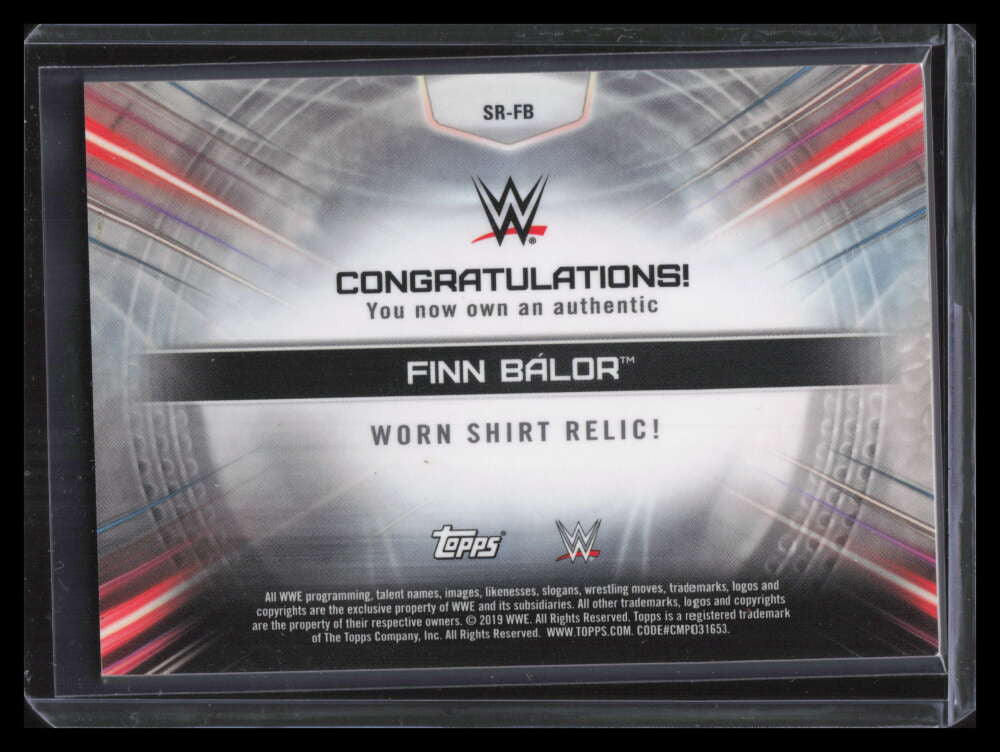 2019 Topps WWE Road to WrestleMania Shirt Relics Gold SRFB Finn Balor Shirt 3/10