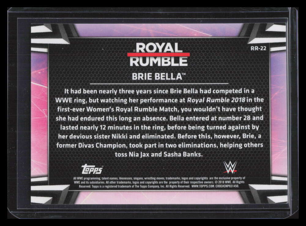 2018 Topps WWE Women's Division Royal Rumble Blue rr22 Brie Bella 12/25