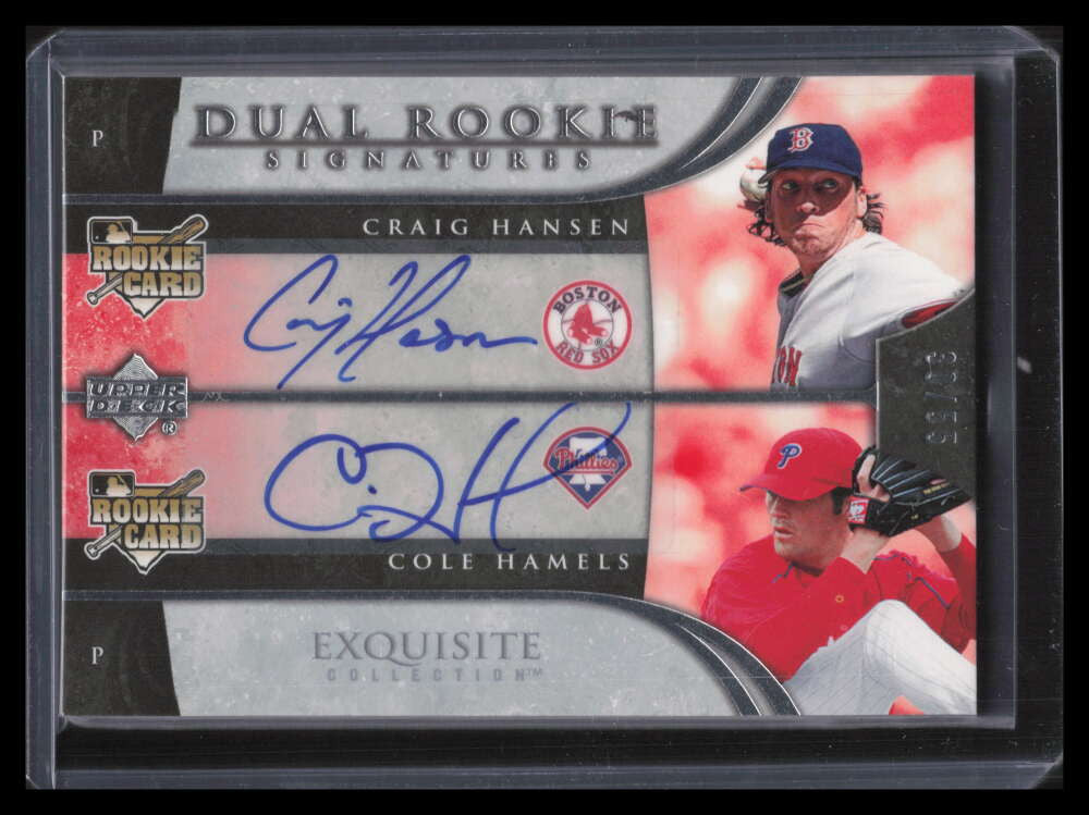 SOLD 147034 2006 Exquisite Collection 71 Craig Hansen Cole Hamels Rookie Dual Auto 30/55