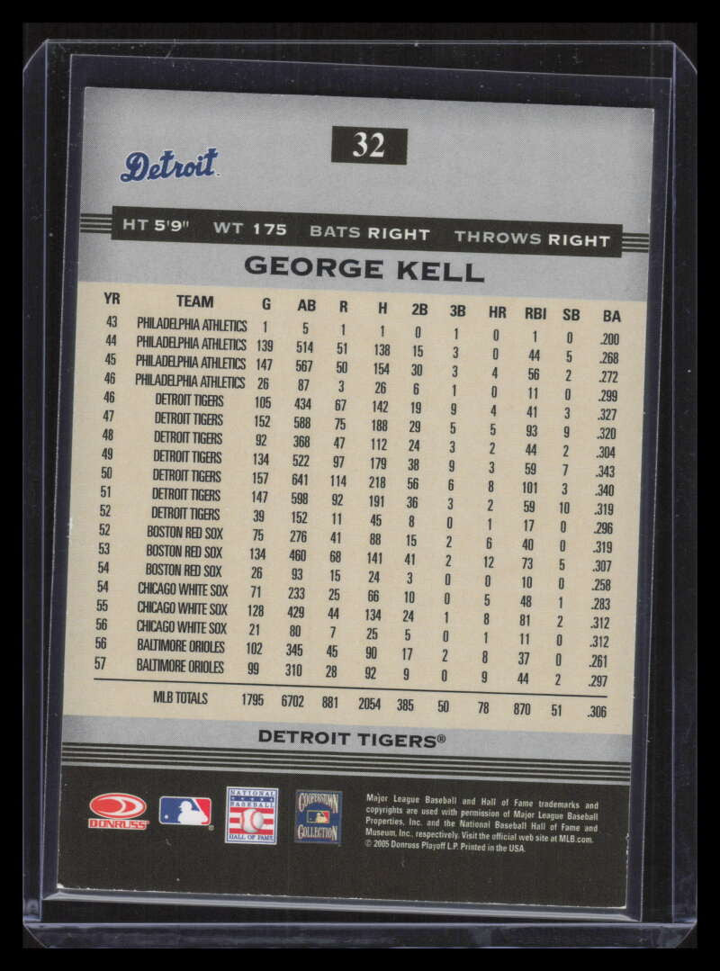 2005 Donruss Greats Signature Gold HoloFoil 32 George Kell Auto /2000