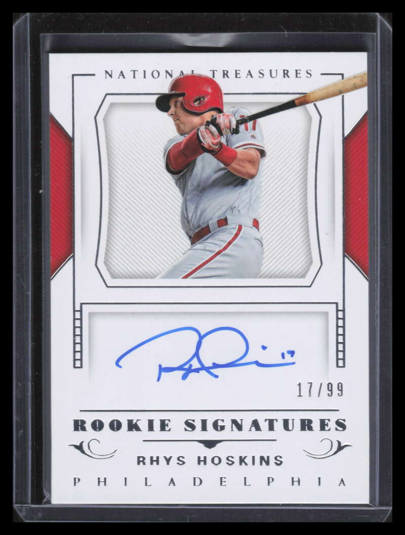 2018 Panini National Treasures Signatures 34 Rhys Hoskins Rookie Auto 17/99